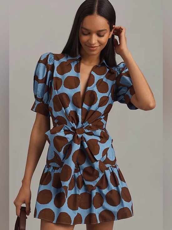 FARM Rio Dresses & Skirts - Farm Rio x Anthropologie Short-Sleeve Bow-Front Mini Dress